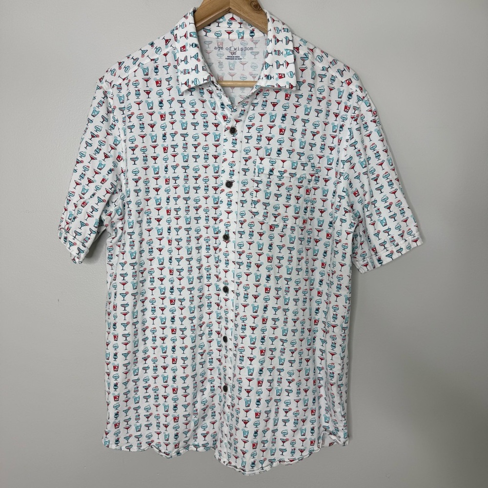 Age of Wisdom Mens LRG Short Sleeve Button Up Collared Shirt Cocktail Vacation